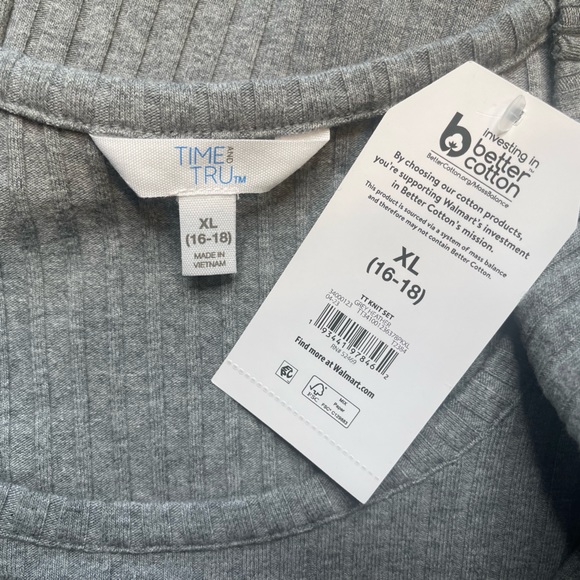 Time And Tru - Women’s Two Piece Knit Set - Grey Heather - XL - Shirt/Skirt -NWT - Picture 3 of 4
